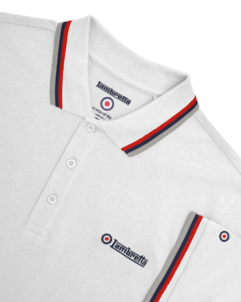 Triple Tipped Polo White(Red/Navy/Grey)