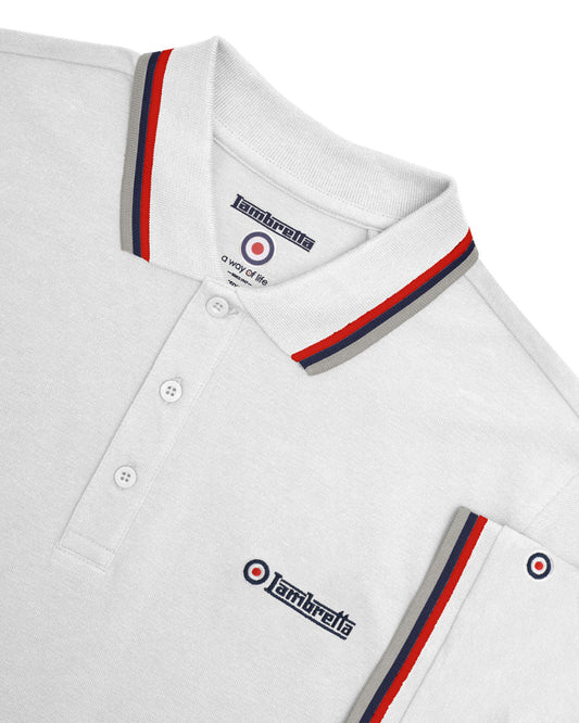 Triple Tipped Polo White(Red/Navy/Grey)