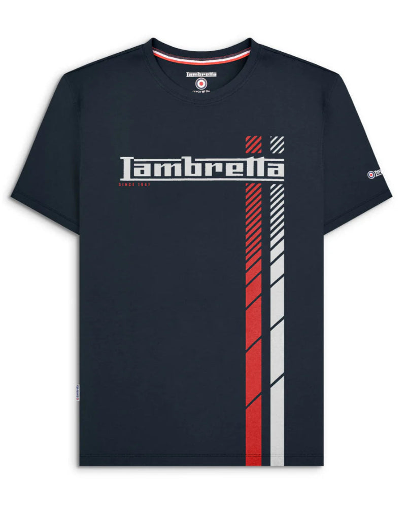 Fade Racing Stripe Tee Navy (Red/White)