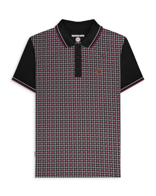 Houndstooth Polo Black/Burgundy