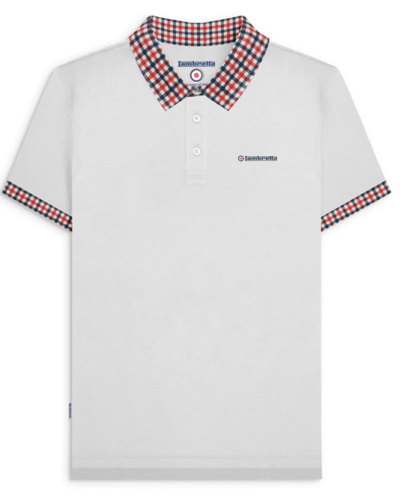 Gingham Collar Polo White