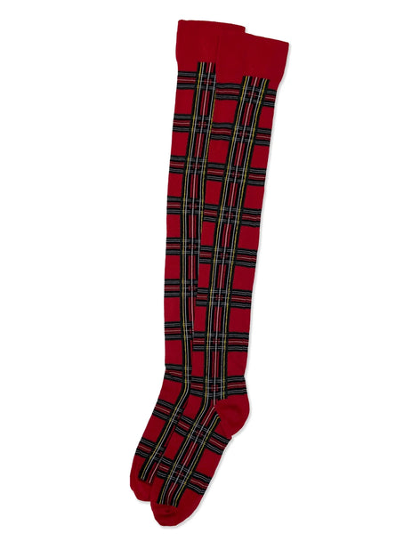 Tartan Over The Knee Socks Red