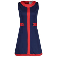 A Go-go Mini Dress-Navy/Red