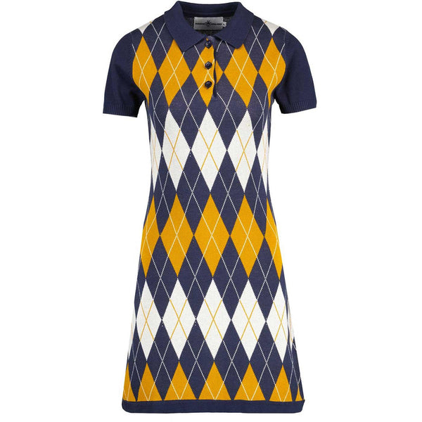 Ronnie Argyle Knit Mod Polo Dress (Navy Blazer)