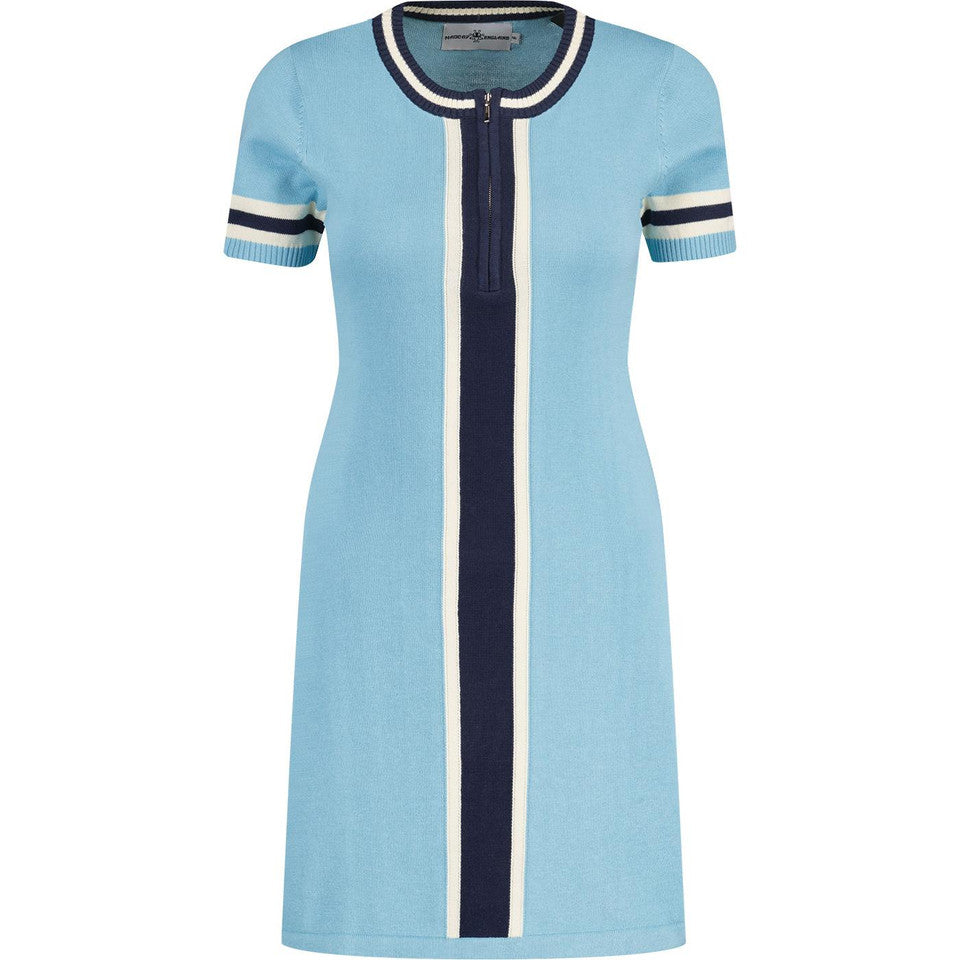 Aster Zip Neck Knitted Dress Air Blue
