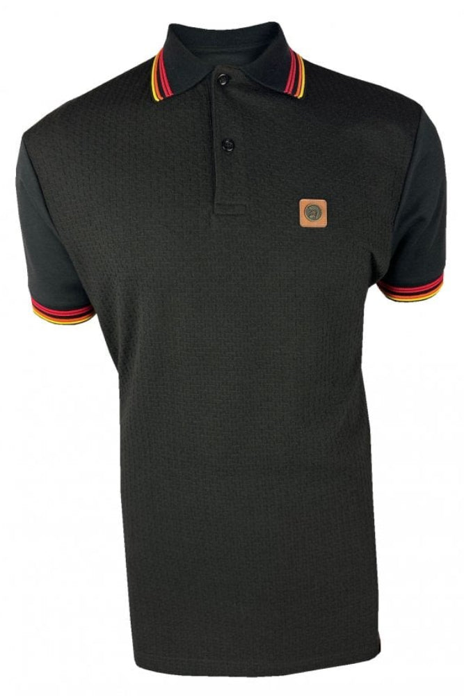 Basket Knit Plain Panel Polo TR/9032 Black