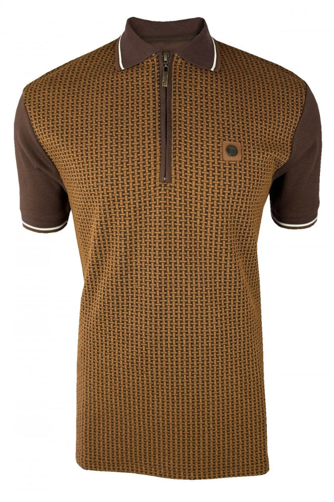 Basket Knit Zip Panel Polo TR/9031 Chocolate