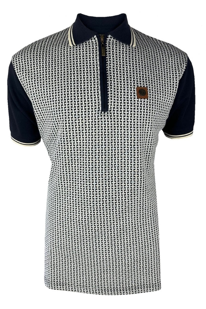 Basket Knit Zip Panel Polo TR/9031 Navy