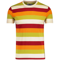 Beatcomber Retro Surf Stripe T-shirt (Red/Cream)