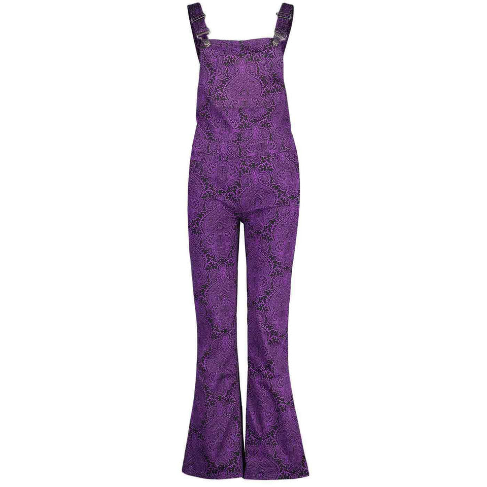 Celandine Paisley Dungaree Flares (Black/Purple)