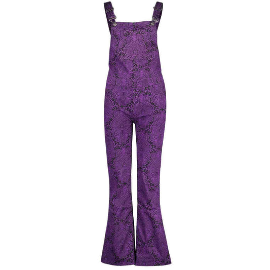 Celandine Paisley Dungaree Flares (Black/Purple)