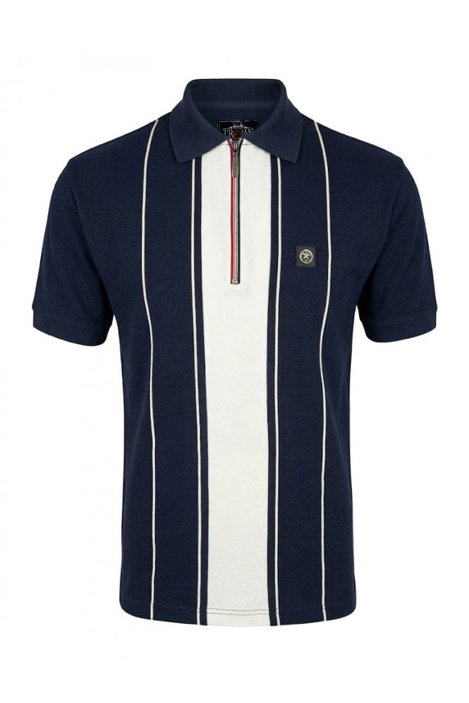 Chain Stitch Zip Pique Polo TR/9066 Navy