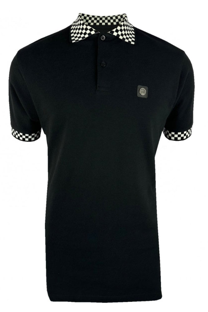 Chequerboard Trim Pique Polo TC1051 Black