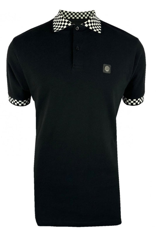 Chequerboard Trim Pique Polo TC1051 Black