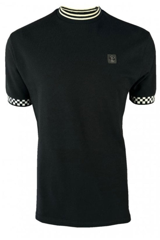 Chequerboard Trim Tee TR/9040 Black S & XL