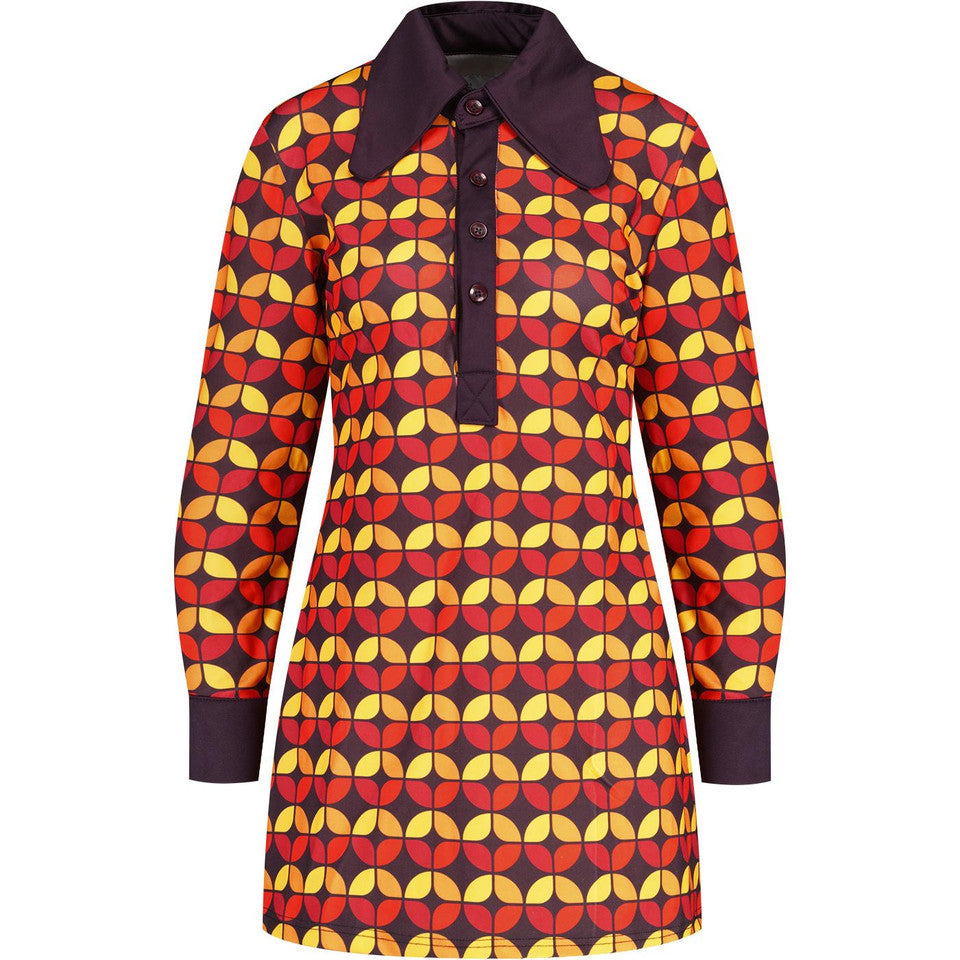 Daydream 70s Circle Big Collar Dress (Black Coffee)