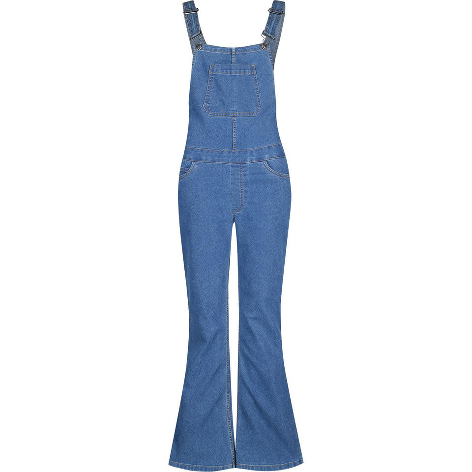 Bell Bottom Blues Retro Dungaree Bib Flares (Stonewash)