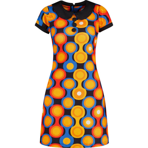 Dollierocker Psych-Out! Op Art Target Dress (Ganache and Orange)