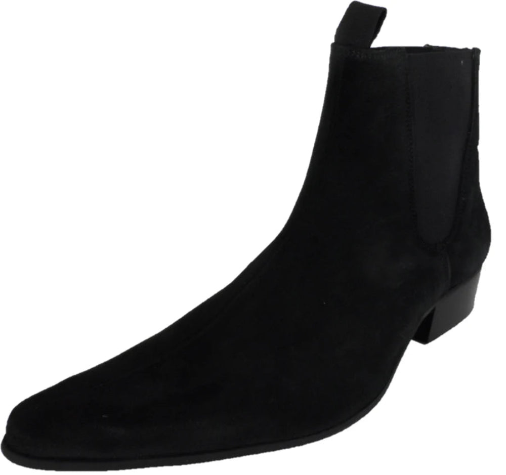 Suede Winklepicker Beatle Boots Black