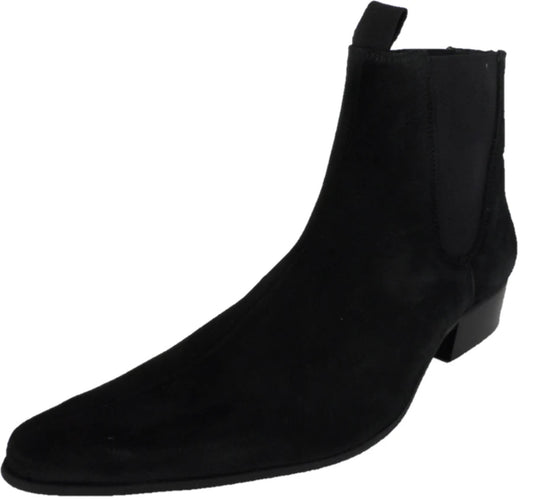 Suede Winklepicker Beatle Boots Black