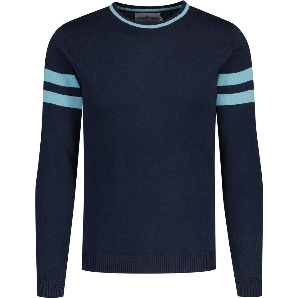 Columbia Ivy League Stripe Sleeve Knit Jumper (Navy/Air Blue)