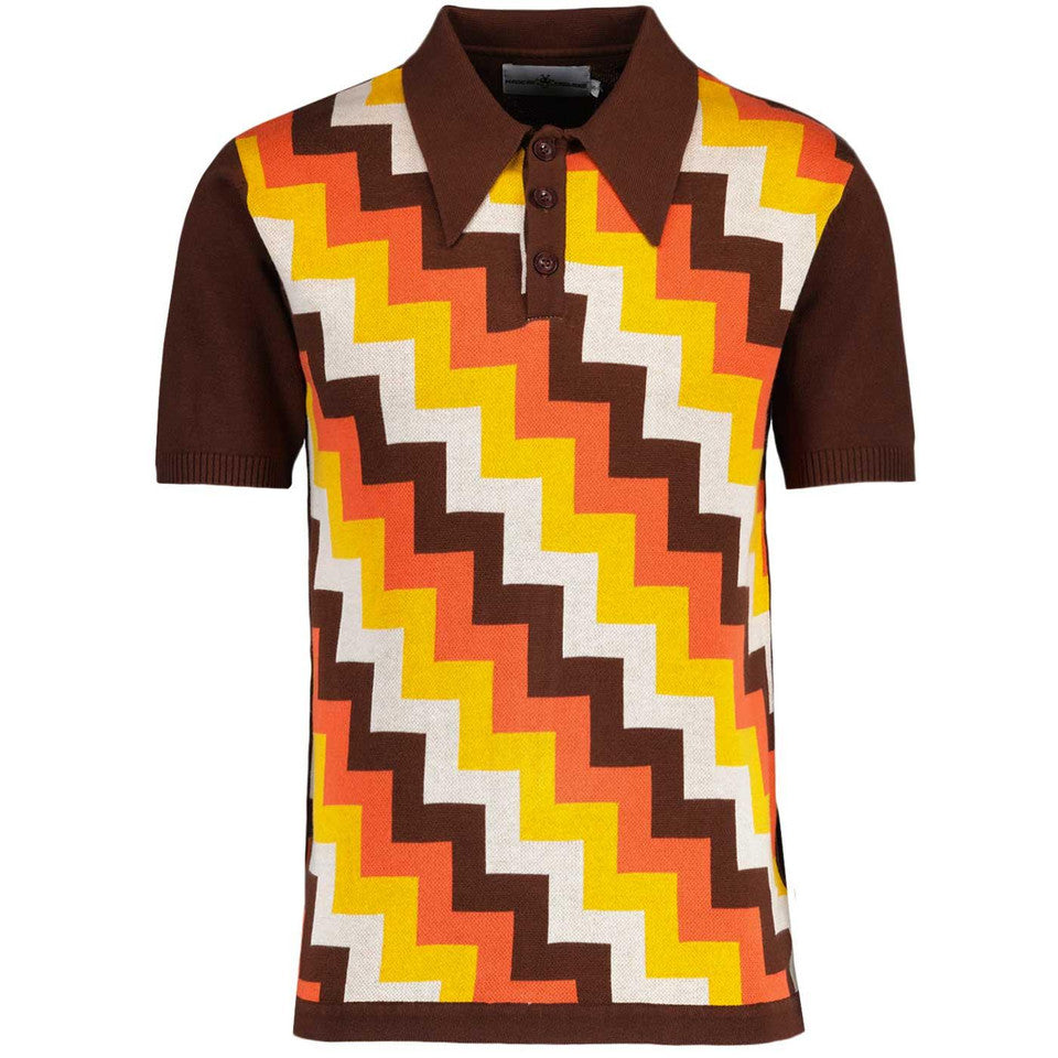 Step On Retro Step Jacquard Big Collar Polo (Potting Soil)