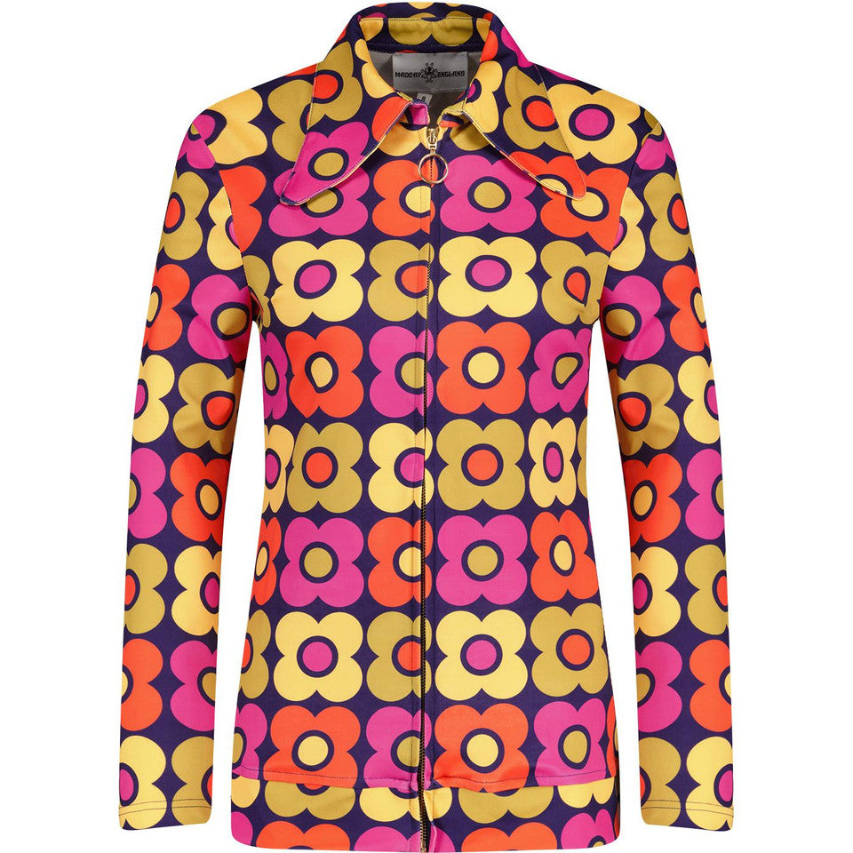 Juliet Dagger Collar Floral Print Shirt Navy