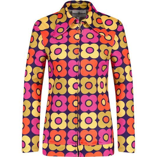 Juliet Dagger Collar Floral Print Shirt Navy