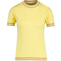 Kim Moon Knitted Tipped Tee in Lemon