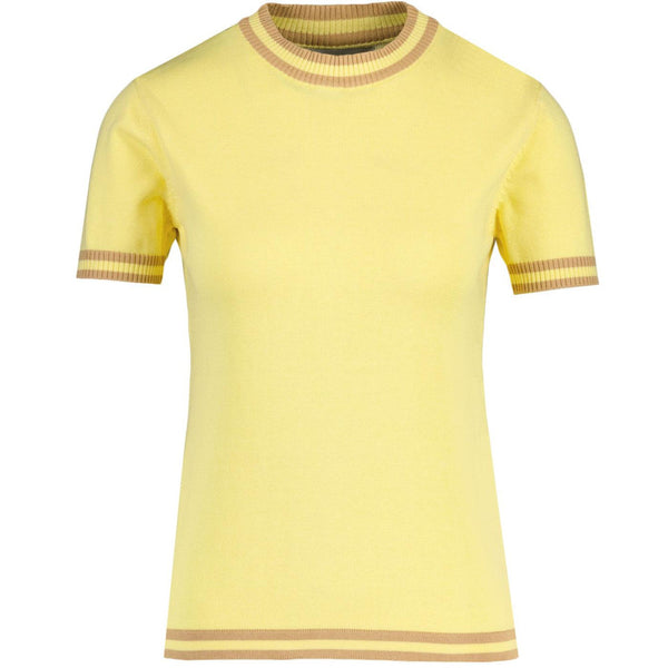 Kim Moon Knitted Tipped Tee in Lemon