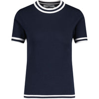 Kim Moon Knitted Tipped Tee in Navy Blazer