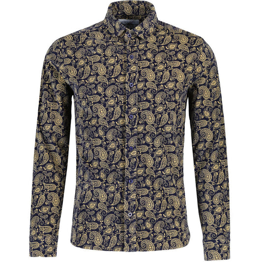 Kinfauns Penny Collar Paisley Cord Shirt Navy M