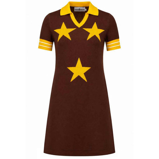 KTF 3 Star 70s Northern Soul Knitted Dress (Potting Soil Brown)