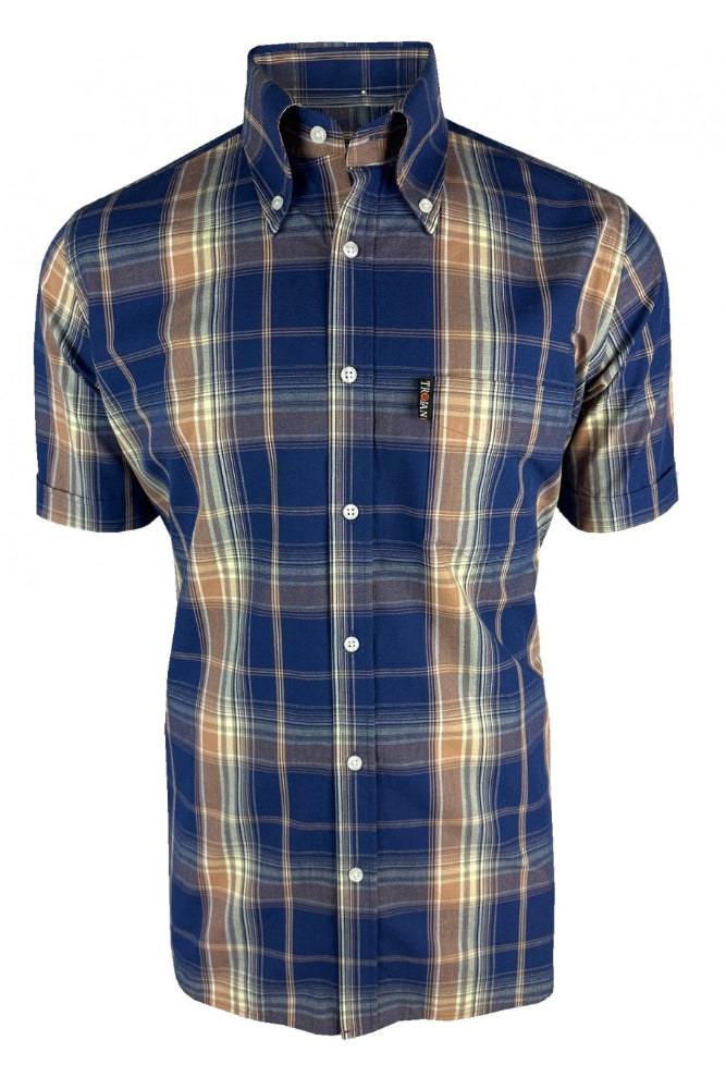 Skjorte med stort tern S/S B/D TC/1048 Navy