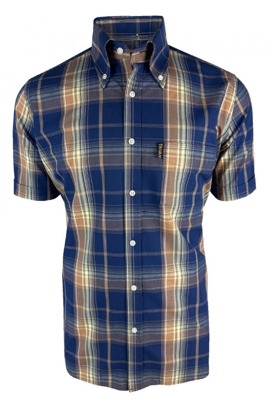 Skjorte med stort tern S/S B/D TC/1048 Navy