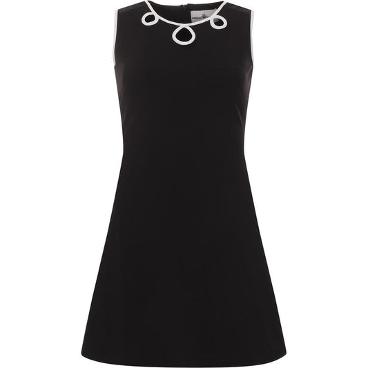 Lazy Daisy Petal Cut-Out Collar Sleeveless Dress (Black)
