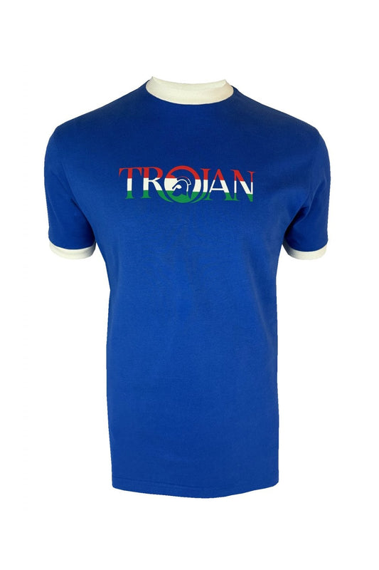 Trojan Logo Ringer Tee TC/1014 Cobalt