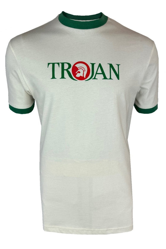 Trojan Logo Ringer Tee TC/1014 Ecru