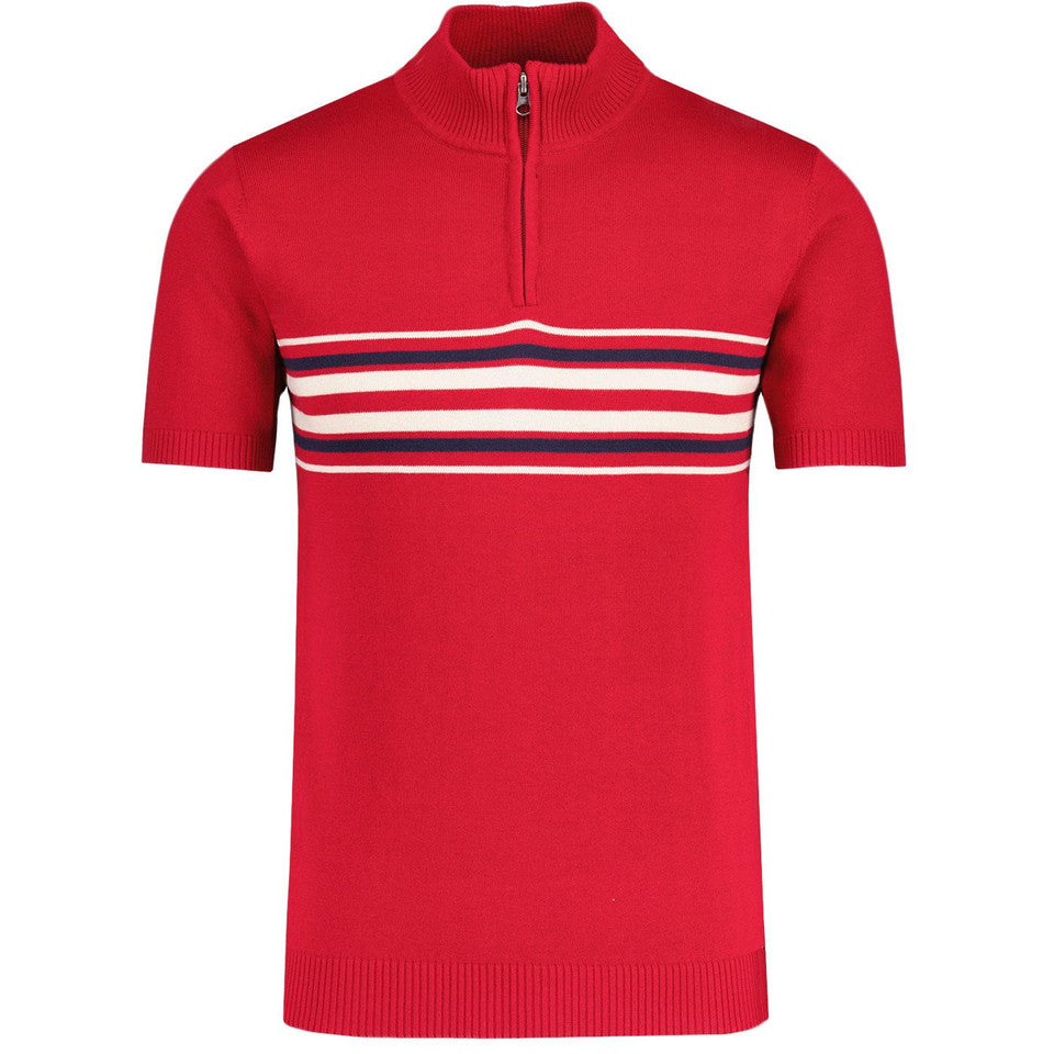 Lytton SS Chest Stripe Knitted Cycling Top Red
