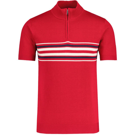 Lytton SS Chest Stripe Knitted Cycling Top Red