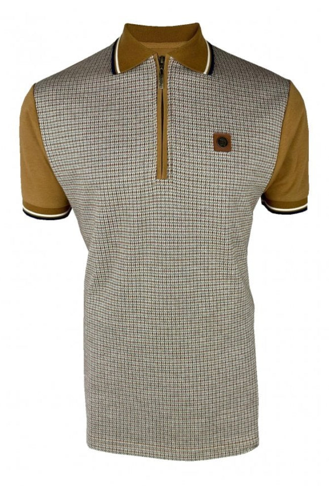 Mini Houndstooth Zip Panel Polo TR/9071 Tan