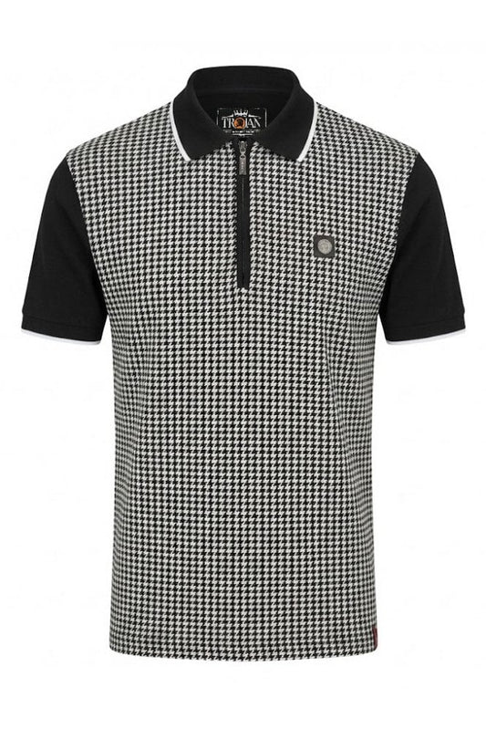 Mono Houndstooth Zip Polo TR/9125 Black