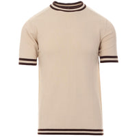 Moon Retro 60s Mod Knitted Tipped T-shirt Birch