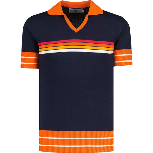 All-Nighter Retro 70s Northern Soul Skipper Polo Shirt (Navy)
