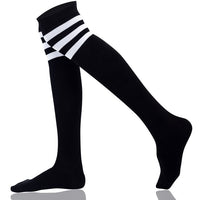 Over the Knee Socks Multi Design Combed Cotton Black