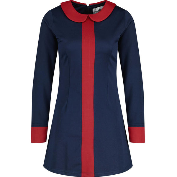 Oracle 60s Mod Stripe Panel Dress Navy