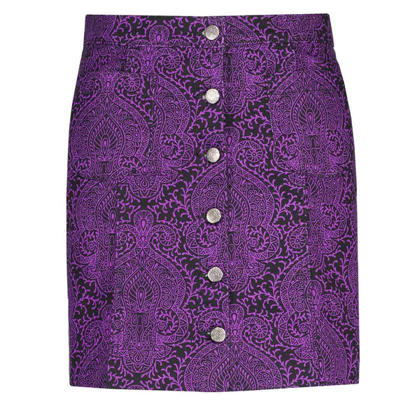 Suzy Paisley Twill Mini Skirt  (Black/Purple)