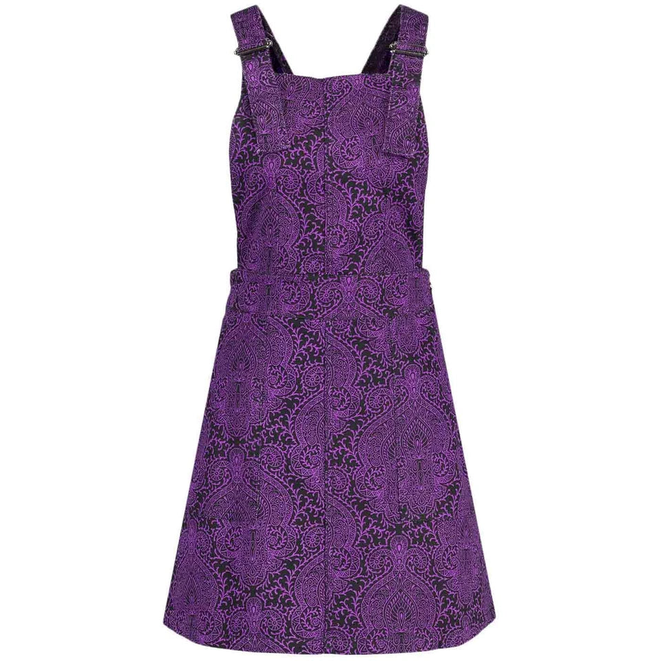 Marlo Paisley Twill Dungaree Dress (Black/Purple)