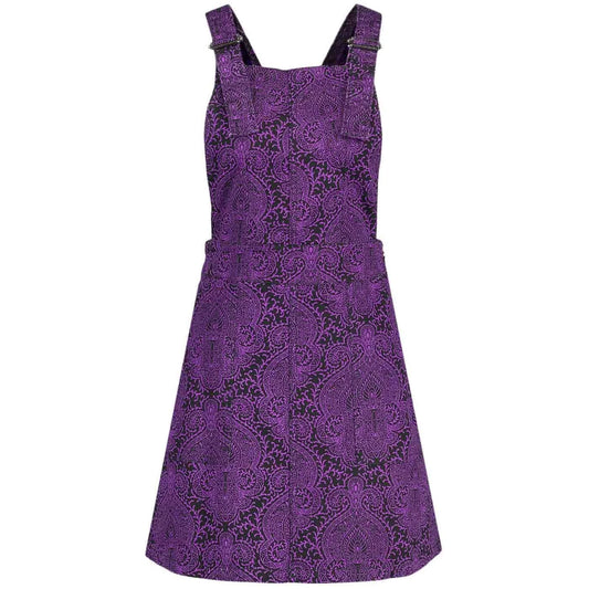 Marlo Paisley Twill Dungaree Dress (Black/Purple)