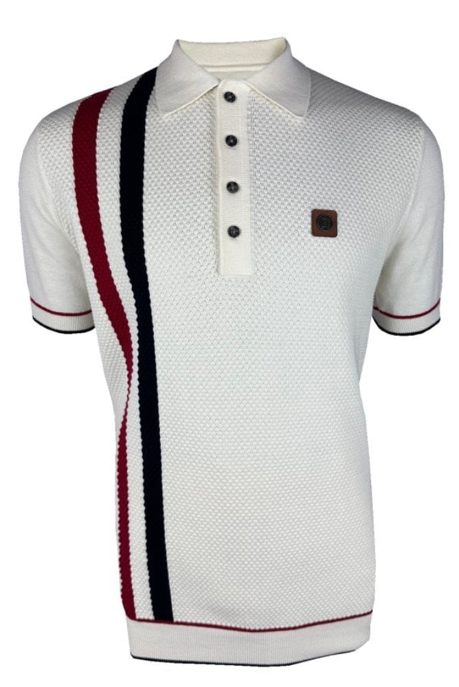 Racing Stripe Fine Gauge Polo TR/9013 Ecru